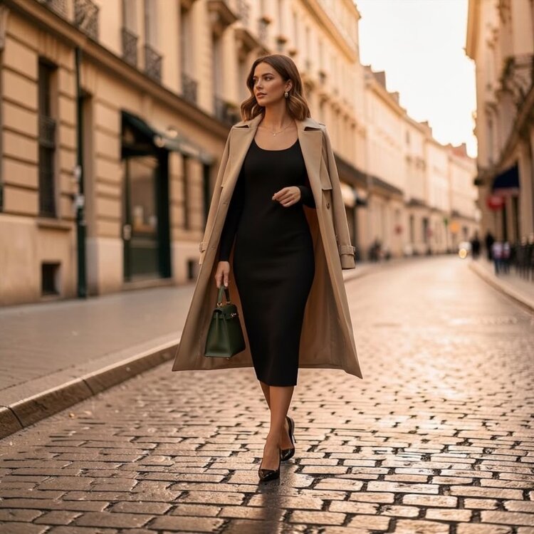 USA Ribbed Scoop Neck Midi Dress-Black DZ70037