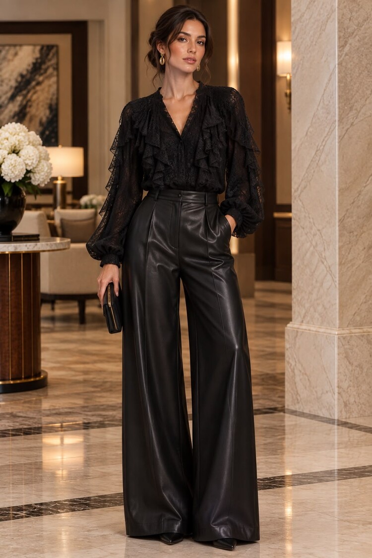 Paris Black Full Lace Statement Blouse -Black