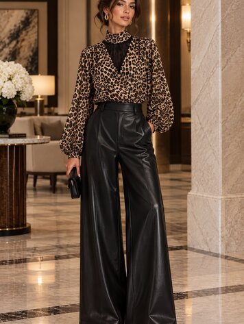 Paris Animal Print Lace Statement Blouse - 1004
