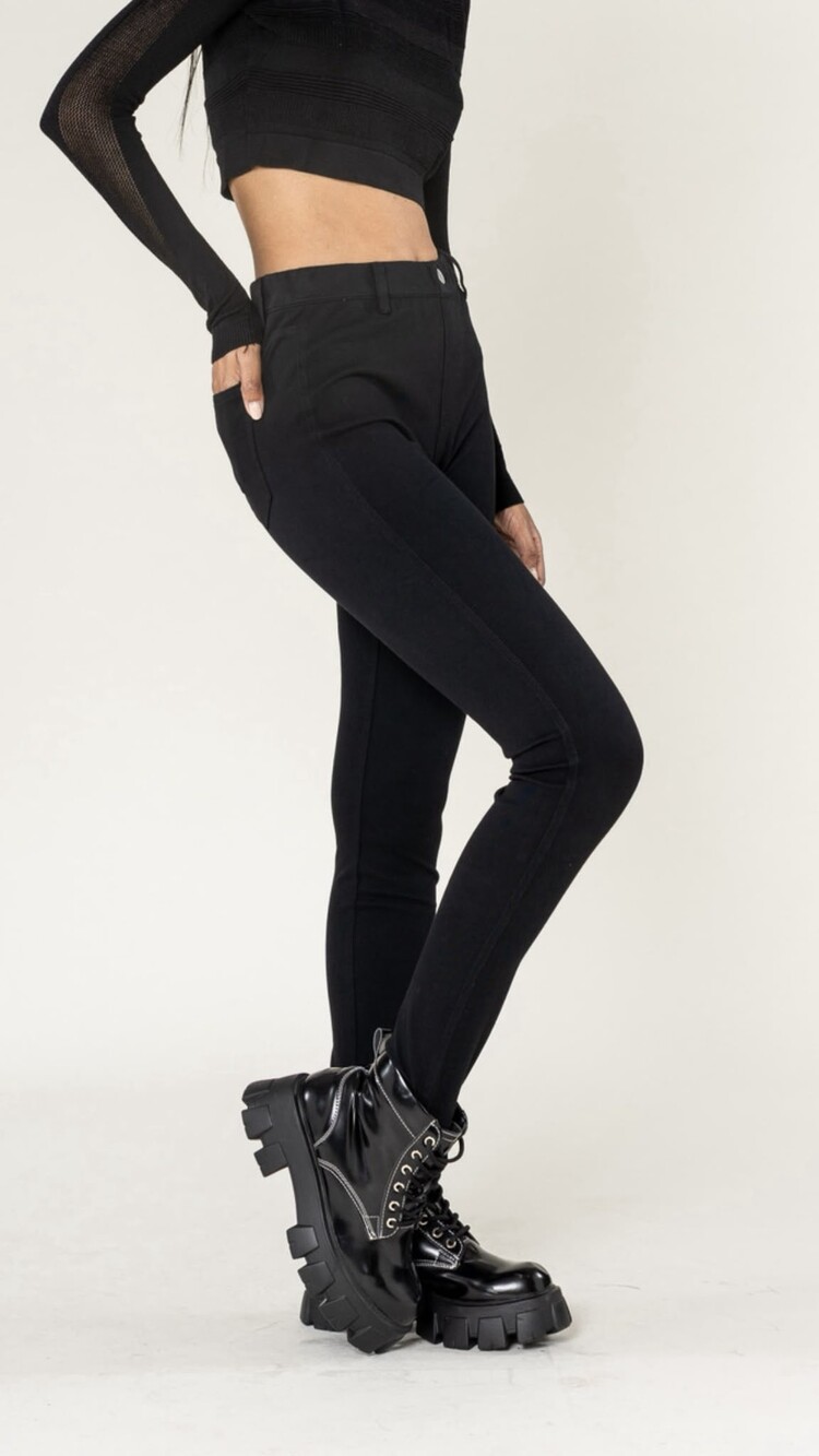 Paris Black Faux Denim Leggings - A006-1