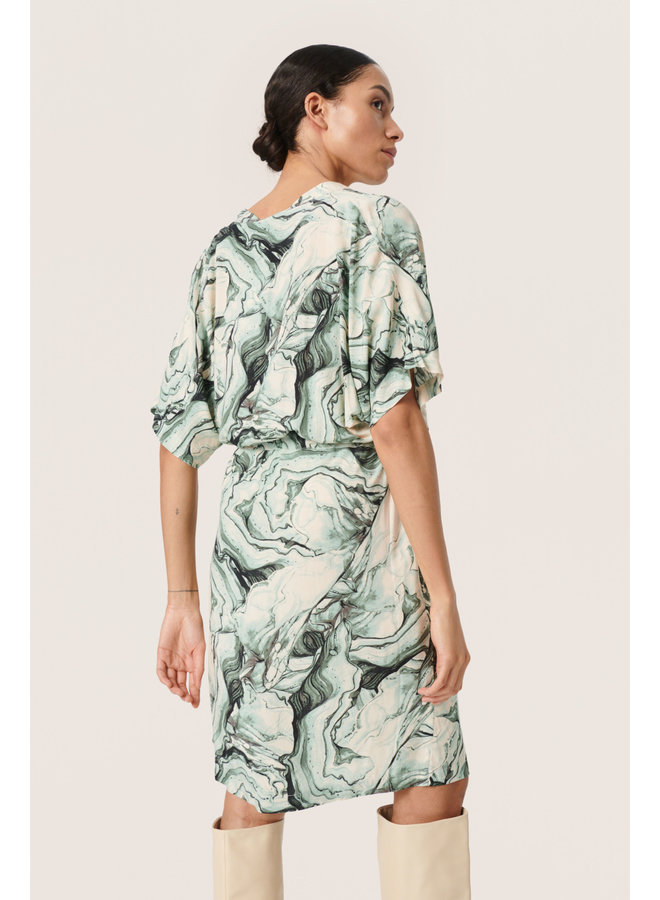 SLArowe Dress SS | Loden Green Marble Print