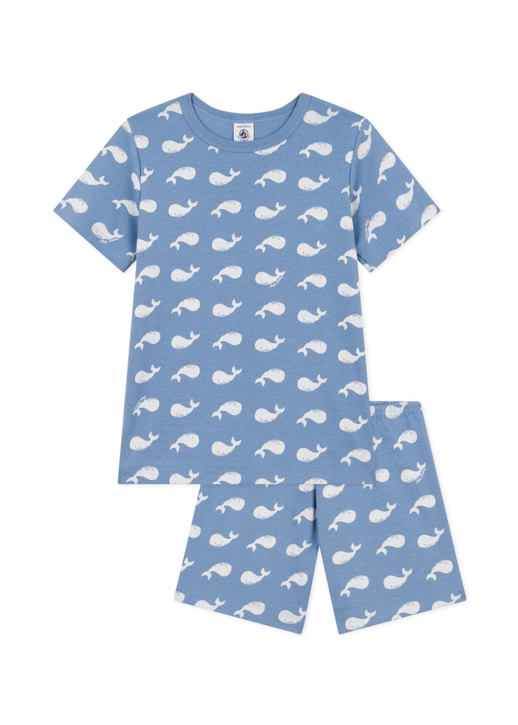 Petit Bateau Korte katoenen pyjama met walvisprint