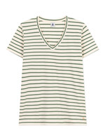 Petit Bateau Le Droit, gestreept katoenen T-shirt met V-hals