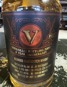 Versailles Botteling 5 jarig bestaan Islay 57,2%  6Y bourbon vat