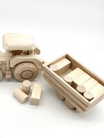 Atelier POMME GIANT TRACTOR WITH TRAILER AND WOODEN BLOCKS