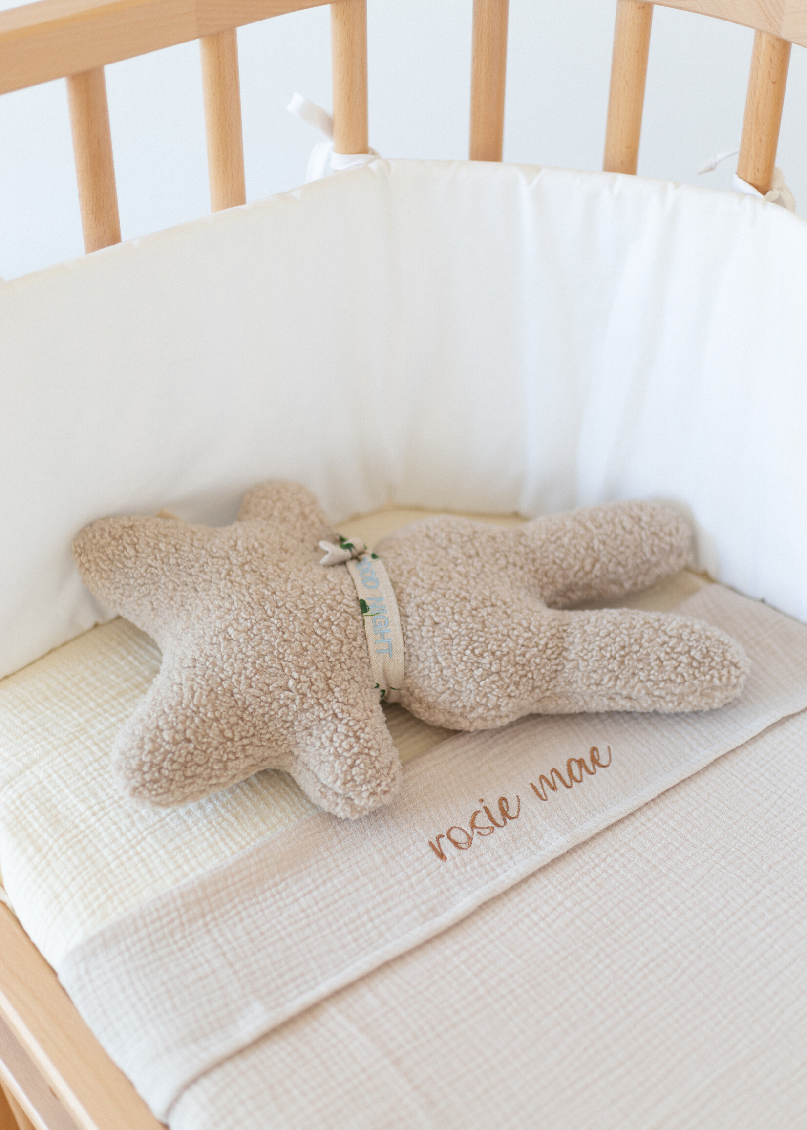 Atelier POMME SWEET SHEET CRIB BONJOUR BEIGEE