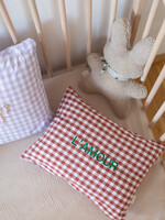 Atelier POMME CUSHION: CHECKED IN - BISOUS BRIQUE