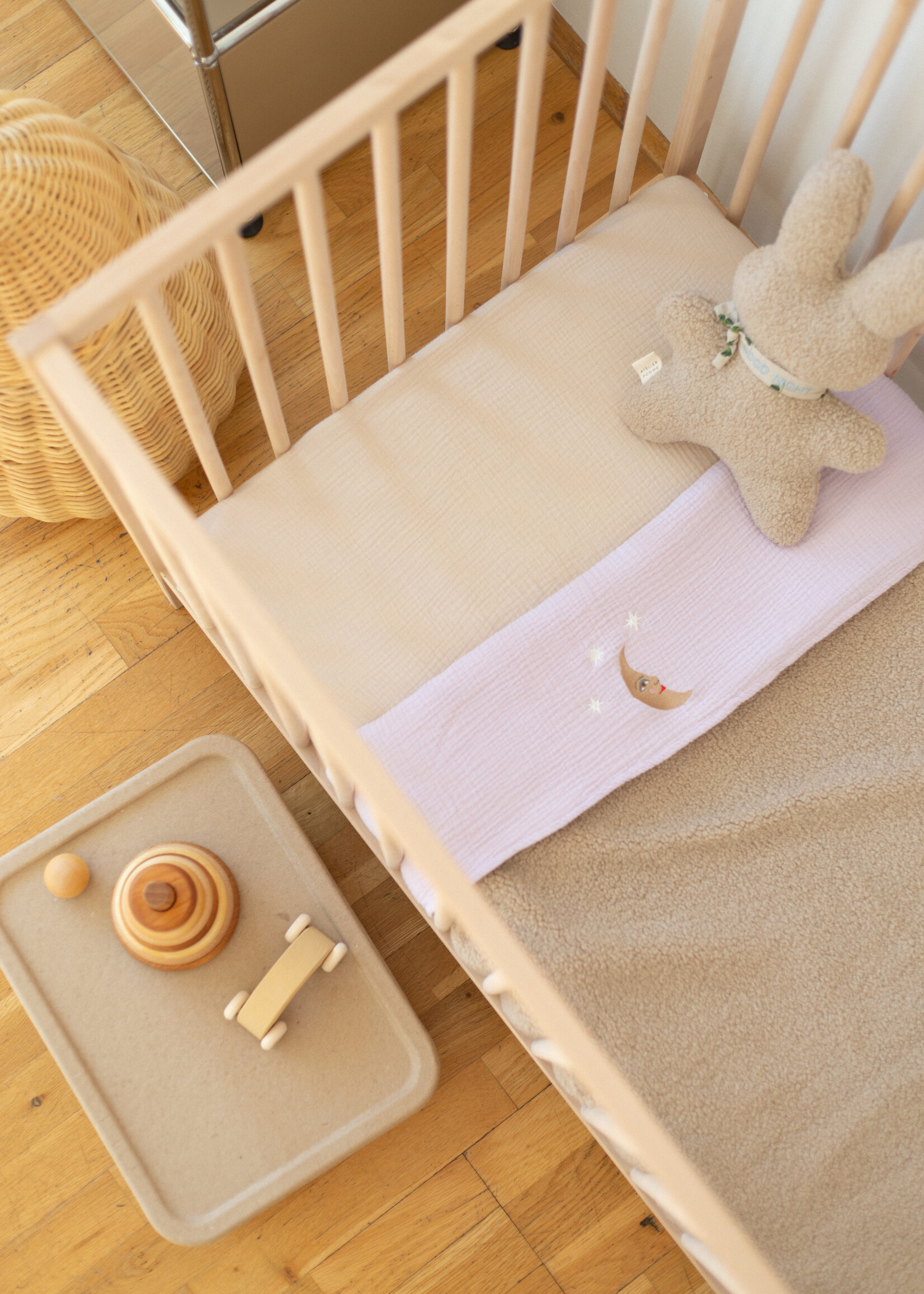 Atelier POMME SLEEP TIGHT FITTED SHEET COT - BONJOUR BEIGE