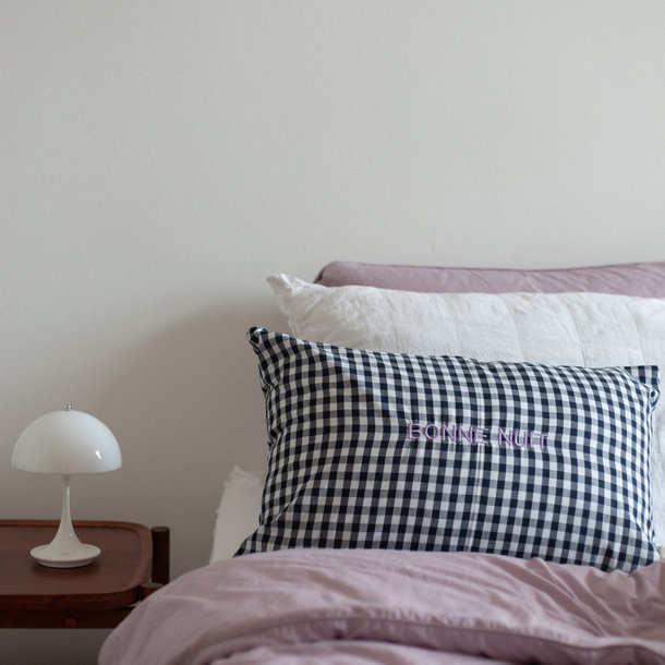 CUSHION: CHECKED IN - NAVY BLUE