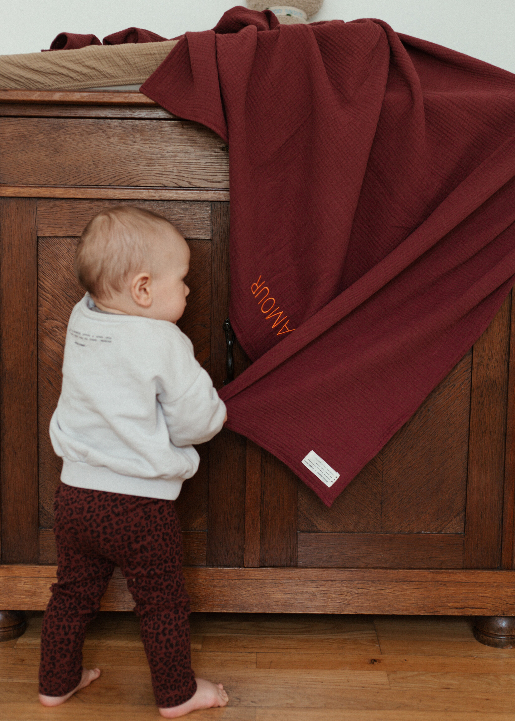 Atelier POMME TINY HAPPY PANTS - LEOPARD CHERRY