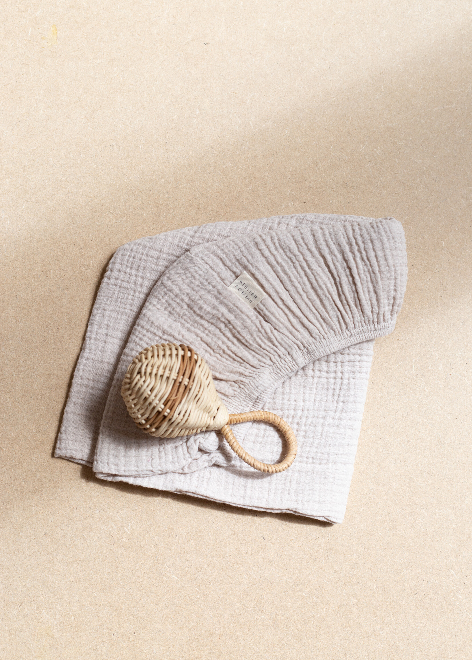 Atelier POMME SLEEP TIGHT FITTED SHEET CRIB - BONJOUR BEIGE
