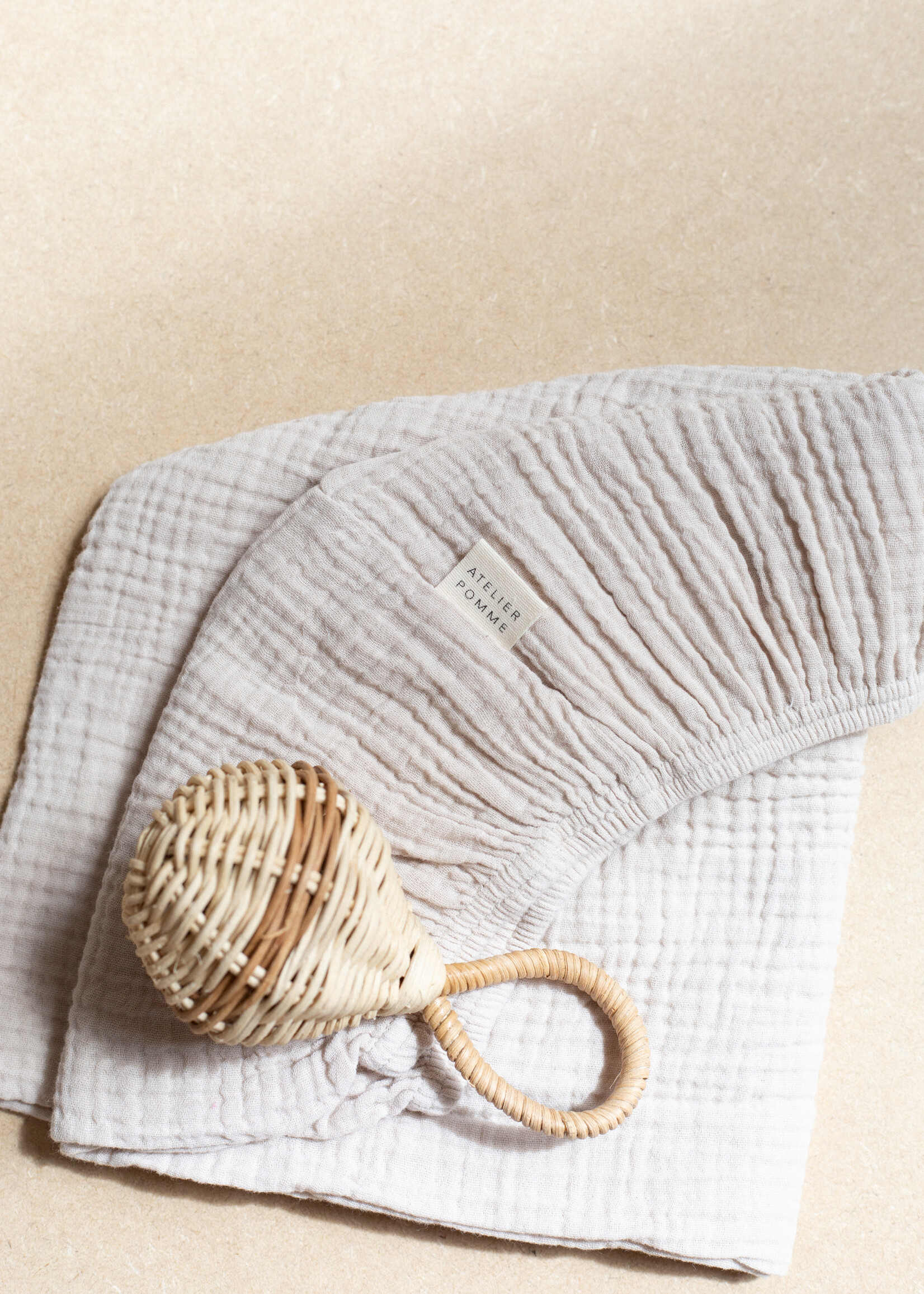 Atelier POMME SLEEP TIGHT FITTED SHEET CRIB - BONJOUR BEIGE