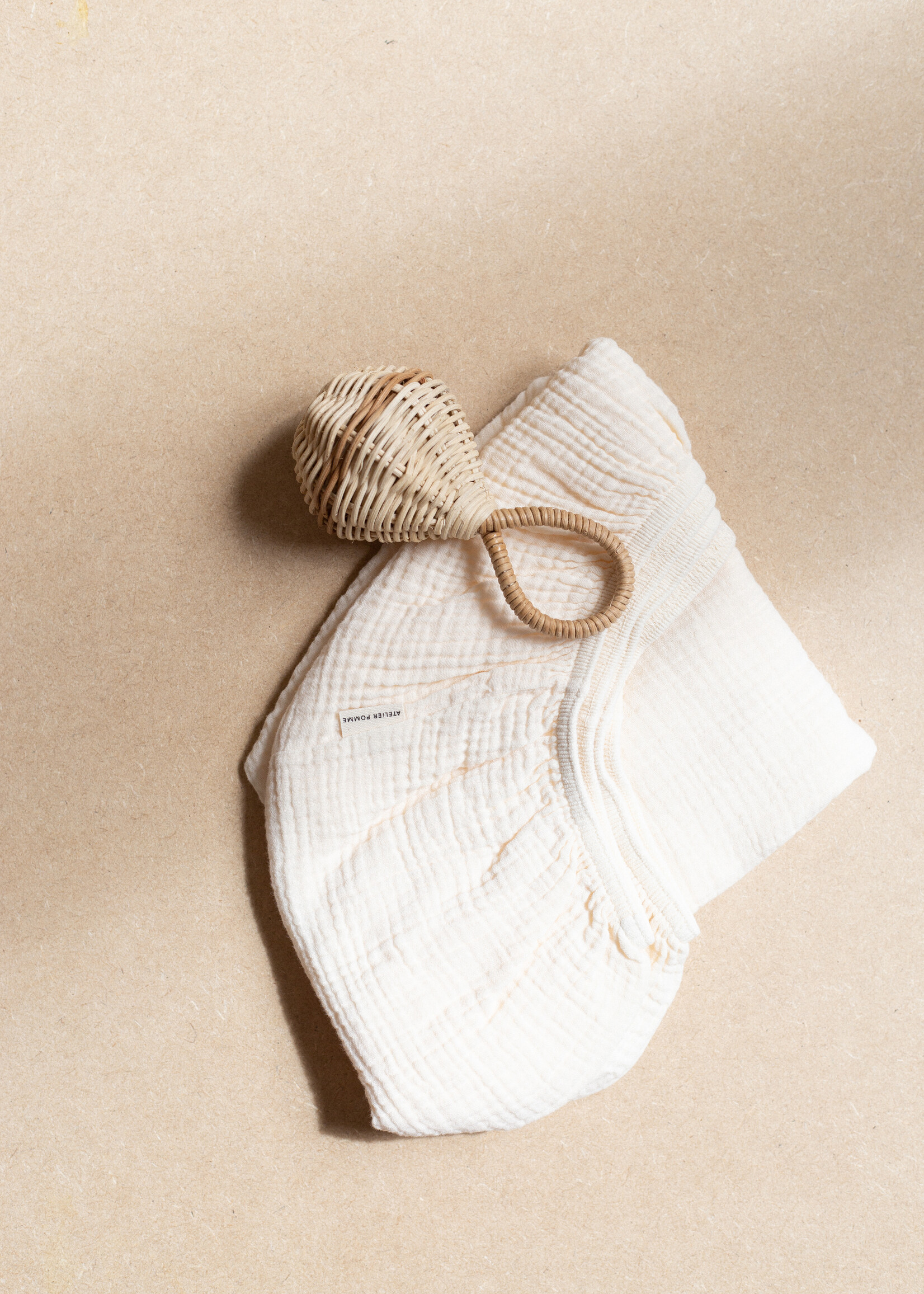 Atelier POMME SLEEP TIGHT FITTED SHEET CRIB - COSY WHITE