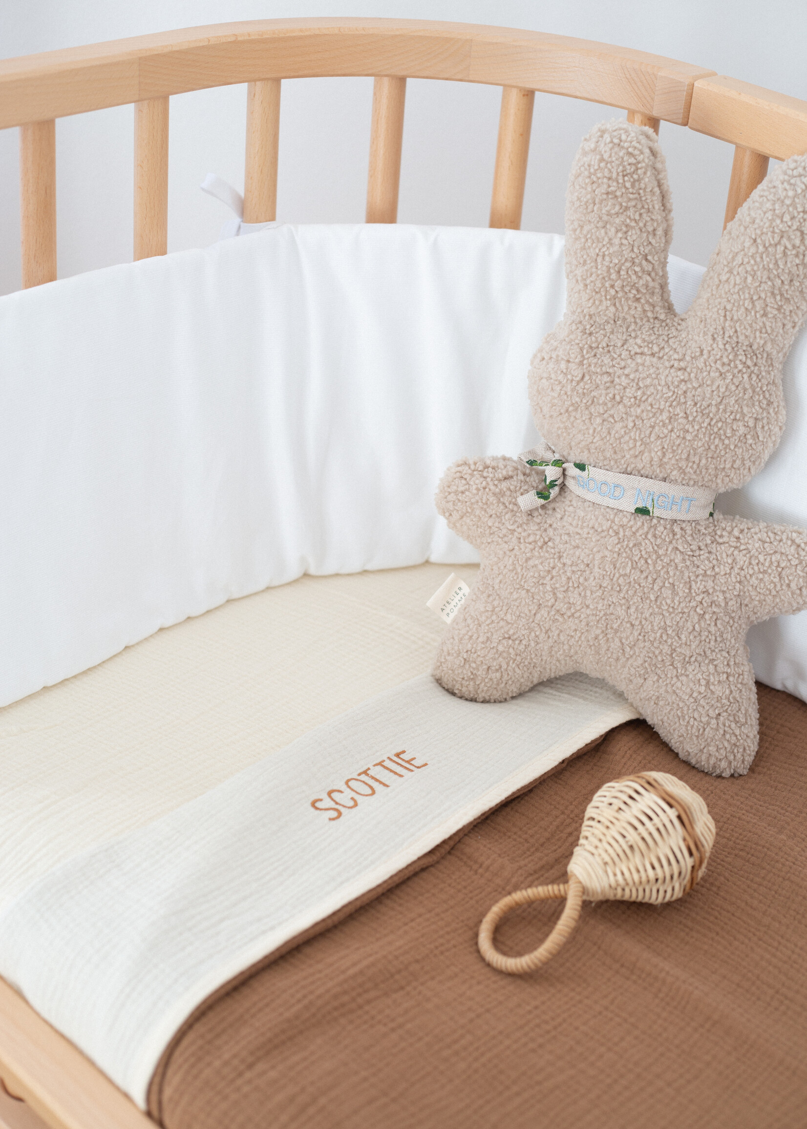 Atelier POMME SLEEP TIGHT FITTED SHEET CRIB - COSY WHITE