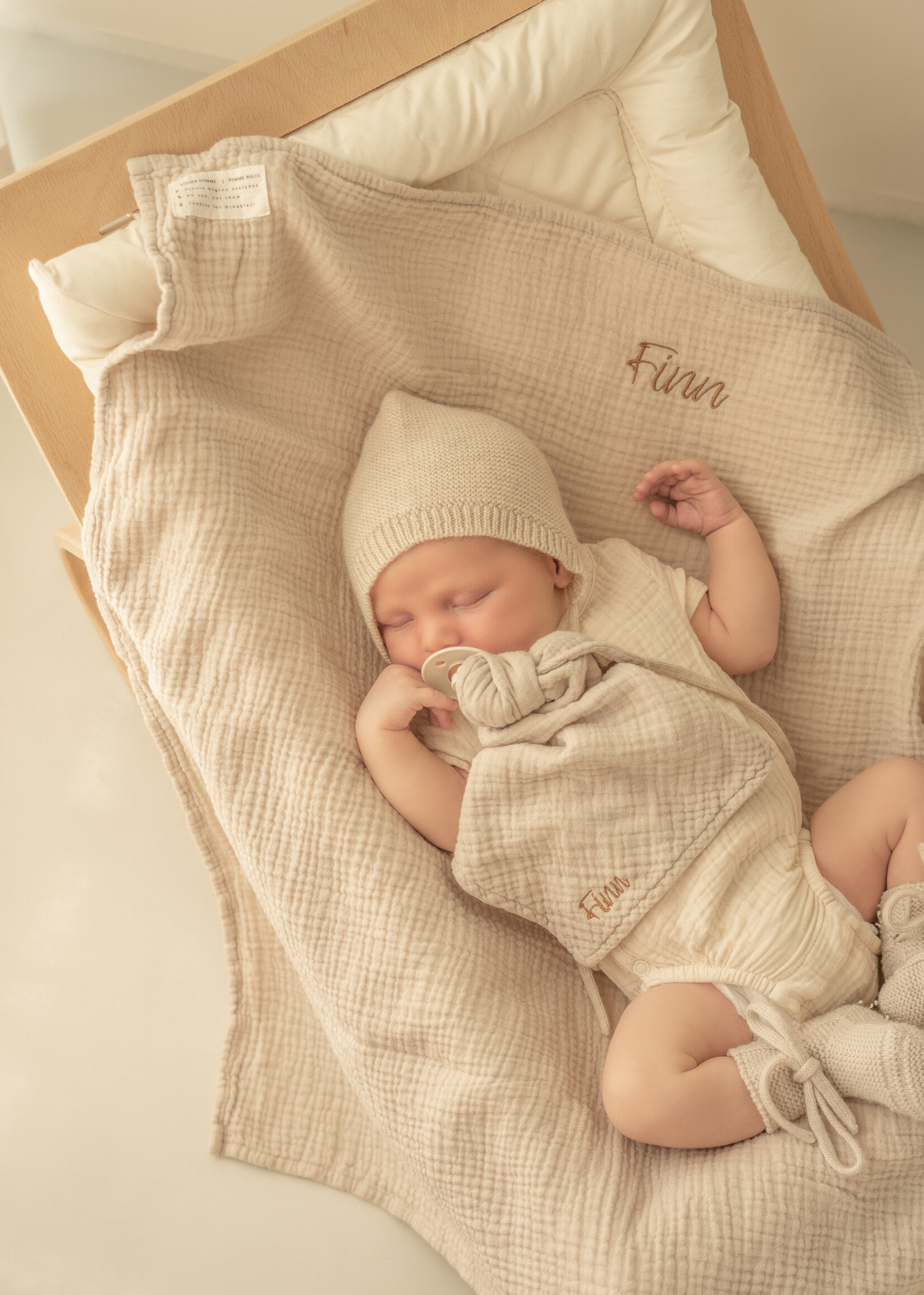 Atelier POMME TOWEL HUGE BONJOUR BEIGE