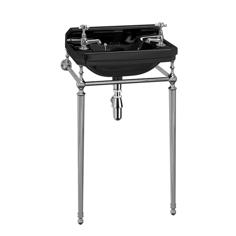 Edwardian 51cm Black cloakroom basin with metal stand Burlington Edwardian 51cm Black cloakroom basin with metal stand