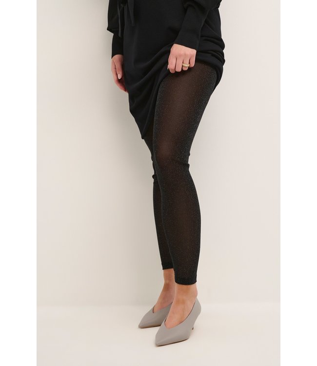 KAFFE KAmio Leggings - Black Silver Lurex
