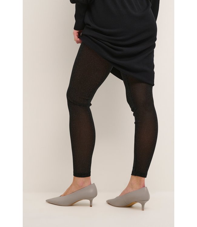 KAFFE KAmio Leggings - Black Silver Lurex