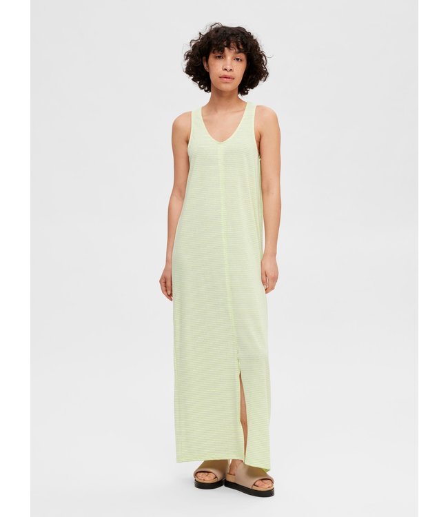 SLFIVY SL Ankle Slit Dress - Sharp Green Striped