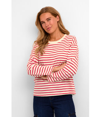 KAFFE KAwinny Long Sleeve T-shirt - Antique White / Virtual Pink