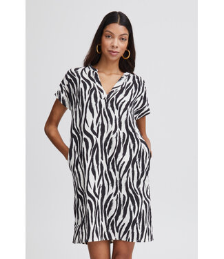 b.young BYFALAKKA V-Neck Dress - Black Animal mix