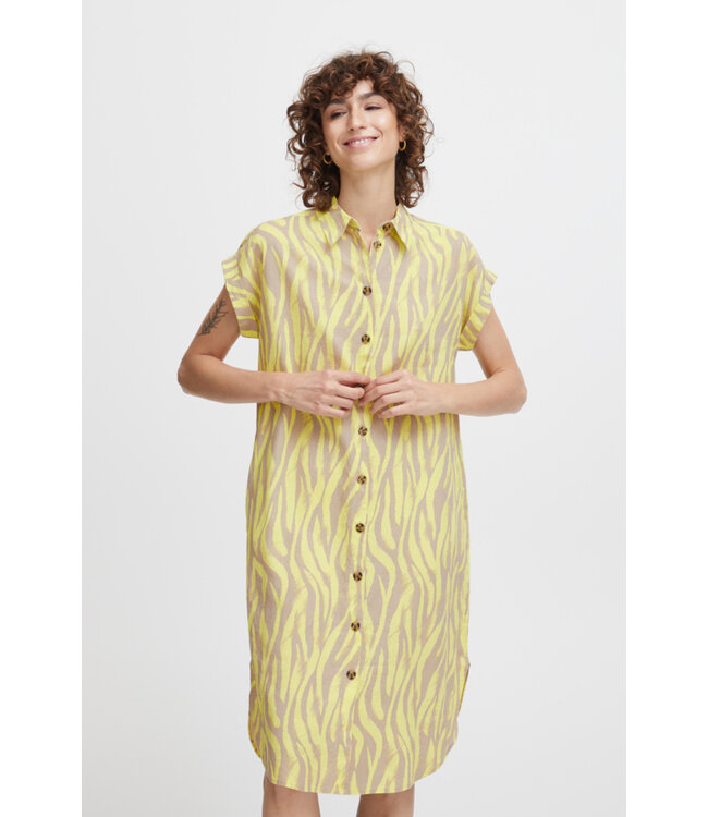 BYFALAKKA SS Shirt Dress - Sunny Lime Animal Mix