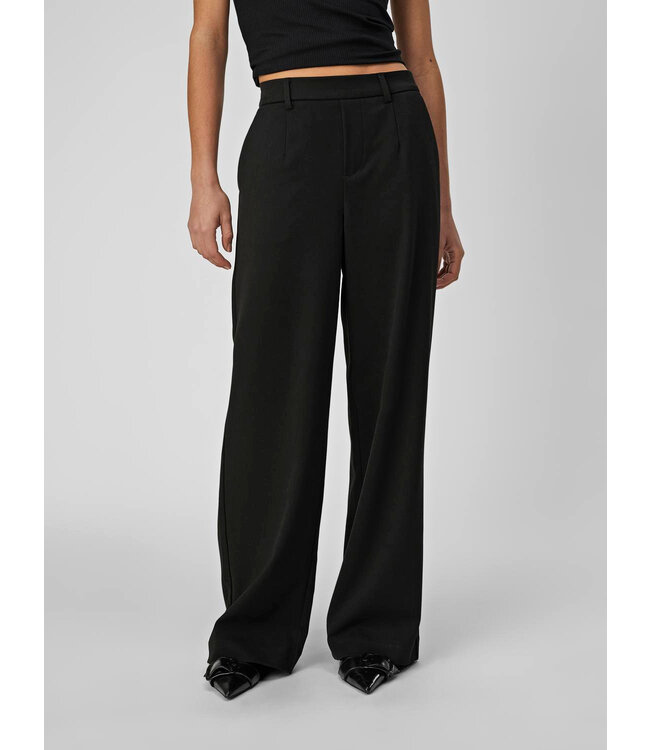 Object OBJLISA Wide Pant Black – Dames broek met wijde pijpen