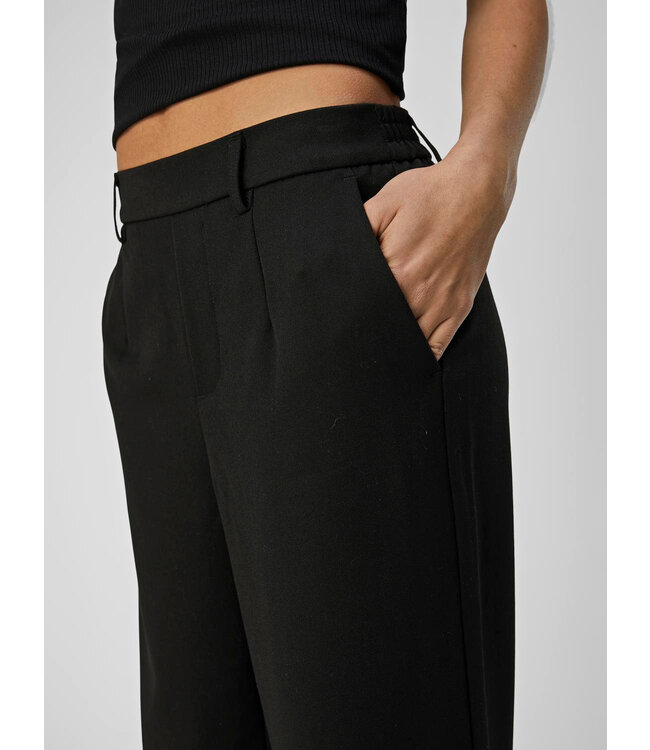 Object OBJLISA Wide Pant Black – Dames broek met wijde pijpen