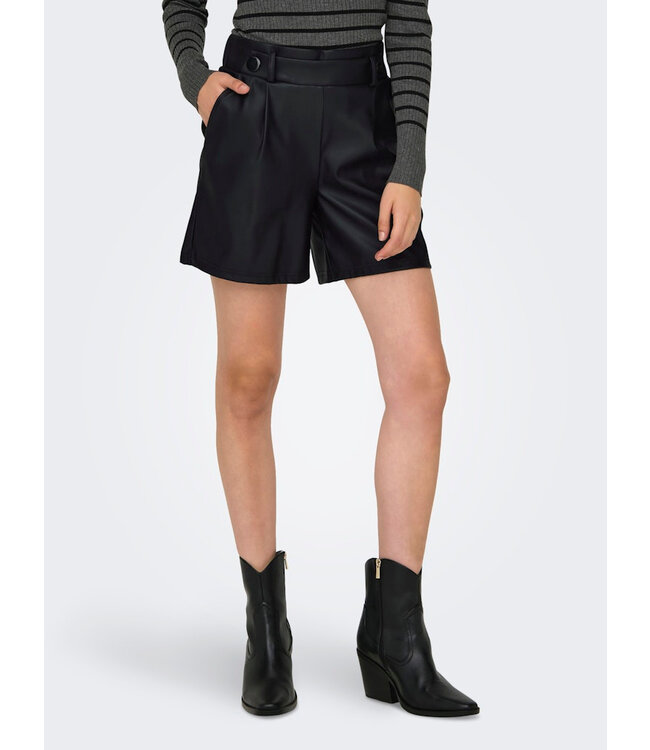 JDY JDYSOYA Geggo PU Shorts - Black