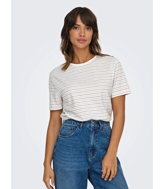 JDY JDYOCEAN S/S Lurex Stripe Top -  Cloud Dancer Lurex Stripes