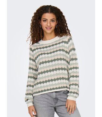 JDY JDYSUN MINNA L/S Knit Pullover -  Eggnog Sea Foam/Tapioca/Sea Spray