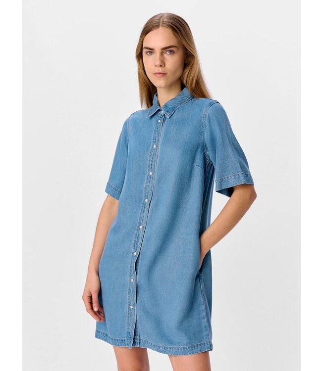 Object OBJFRAME 2/4 RE Denim Dress - Light Blue Denim