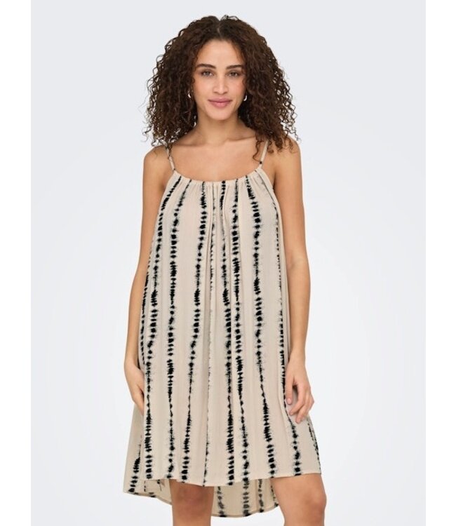JDY JDYBREEZE Life S/L Dress -  Sandshell_Black Tie Dye Stripes