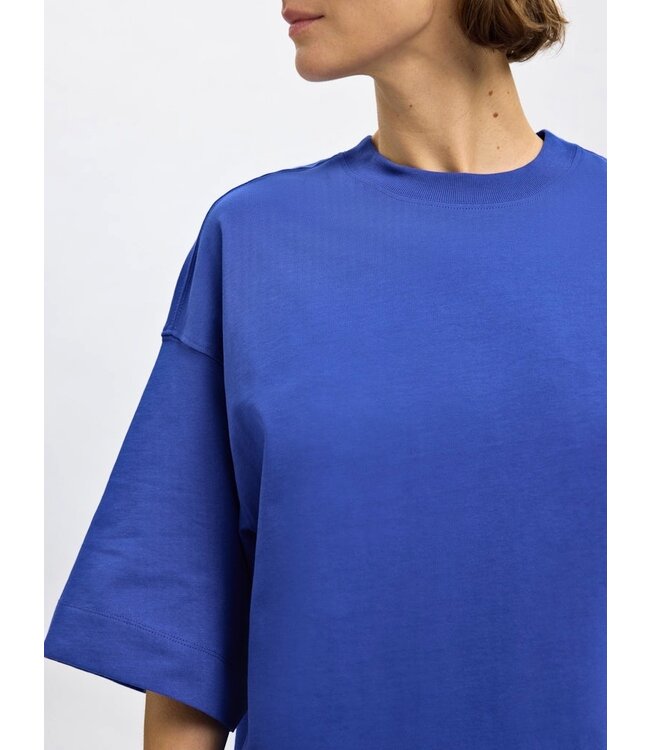 Selected Femme SLFCOLWOMAN 2/4 Oversized Tee - Dazzling Blue