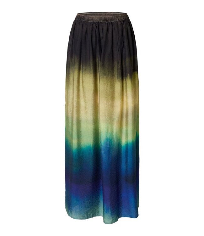 Selected Femme SLFVILMI Maxi Slit Skirt- Chestnut AOP