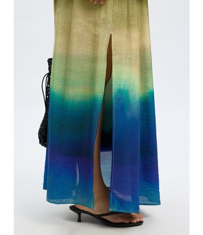 Selected Femme SLFVILMI Maxi Slit Skirt- Chestnut AOP