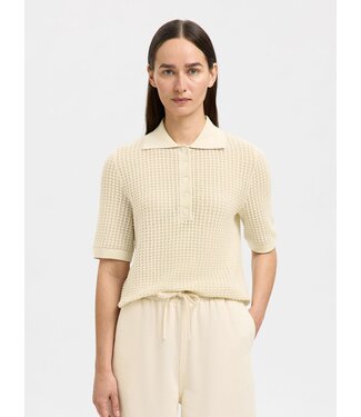 Selected Femme SLFLARNA SS Structure Knit Button Collar - Birch