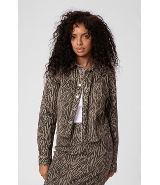KAFFE KAleondra Denim Shirt - Feather Gray / Black Animal