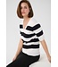 KAFFE KAlizza Striped V-Neck - Turtledove/Black Boldstripe