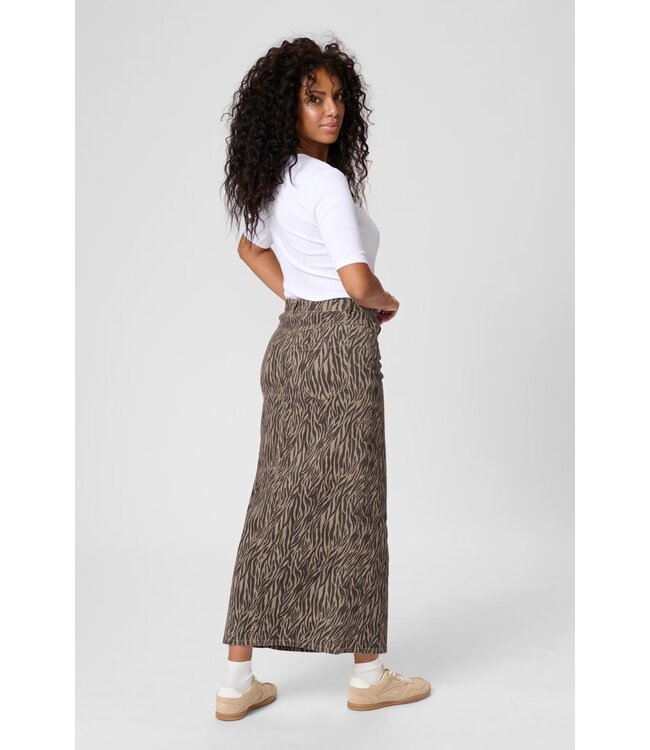 KAFFE KAleondra Denim Skirt - Feather Gray / Black Animal