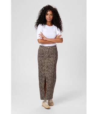 KAFFE KAleondra Denim Skirt - Feather Gray / Black Animal