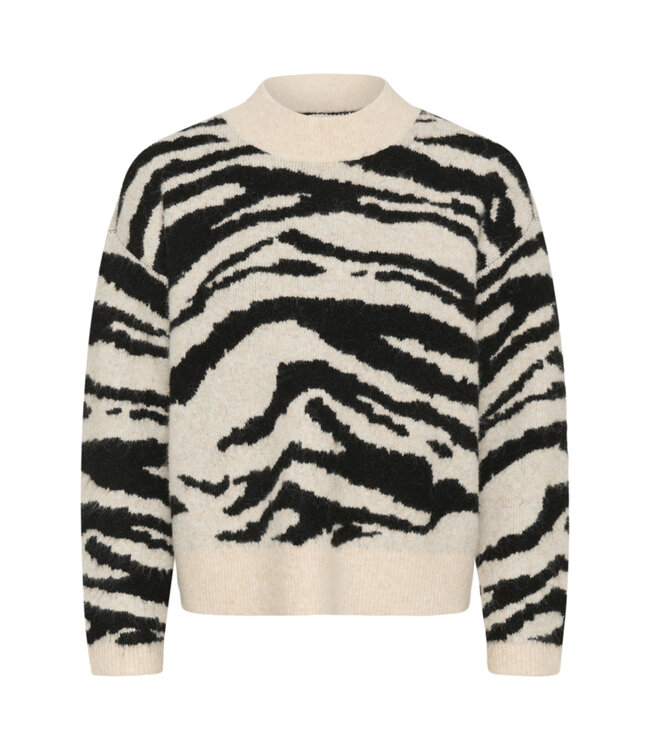 KAFFE KAsandra Pullover LS - Turtledove/Black Animal