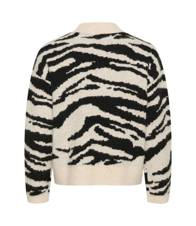 KAFFE KAsandra Pullover LS - Turtledove/Black Animal