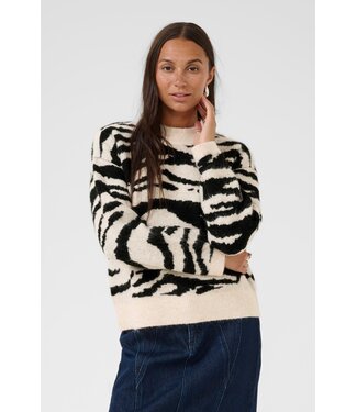 KAFFE KAsandra Pullover LS - Turtledove/Black Animal