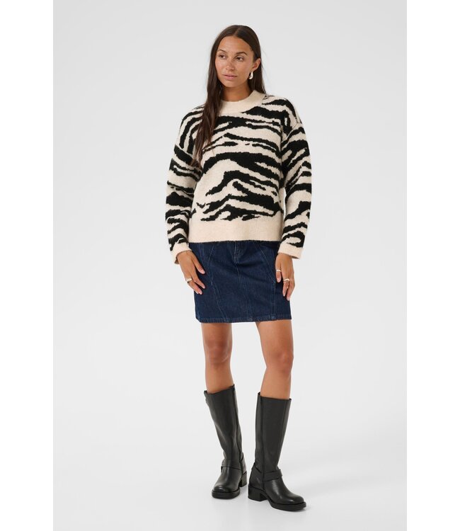 KAFFE KAsandra Pullover LS - Turtledove/Black Animal