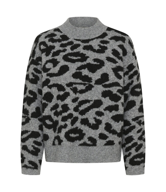 KAFFE KAsandra Pullover LS - LGM/Black Leopard