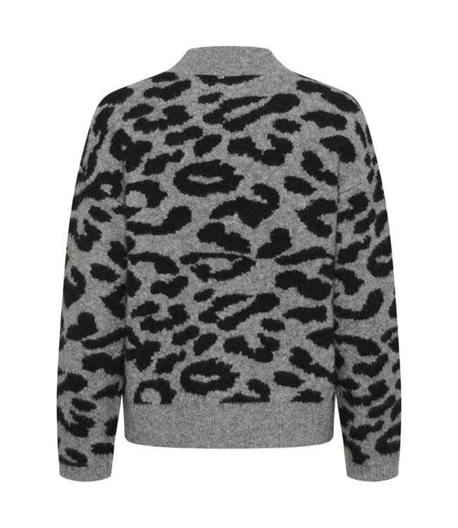 KAFFE KAsandra Pullover LS - LGM/Black Leopard