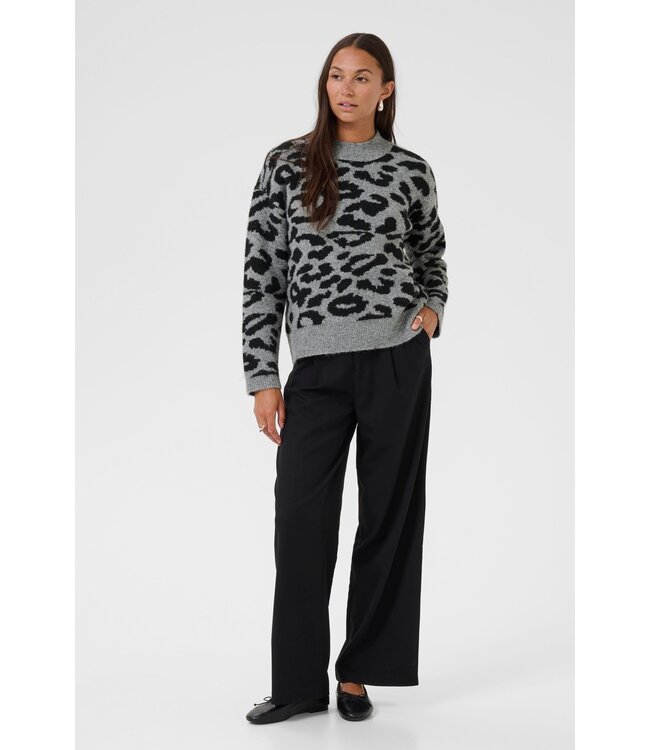 KAFFE KAsandra Pullover LS - LGM/Black Leopard