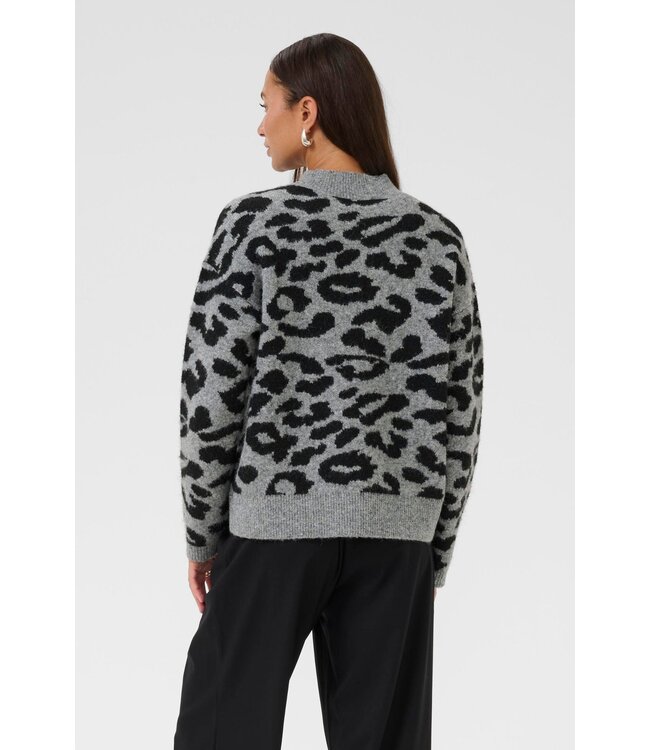 KAFFE KAsandra Pullover LS - LGM/Black Leopard