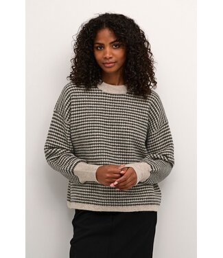 KAFFE KAellery Knit Pullover - Feather Gray/ Black Structure
